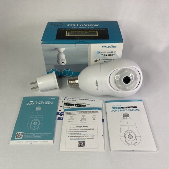 LaView HD 2.4Ghz Wi-fi Smart IP L2 2K Light Bulb Camera LV-PWL2-W New - Picture 1 of 5